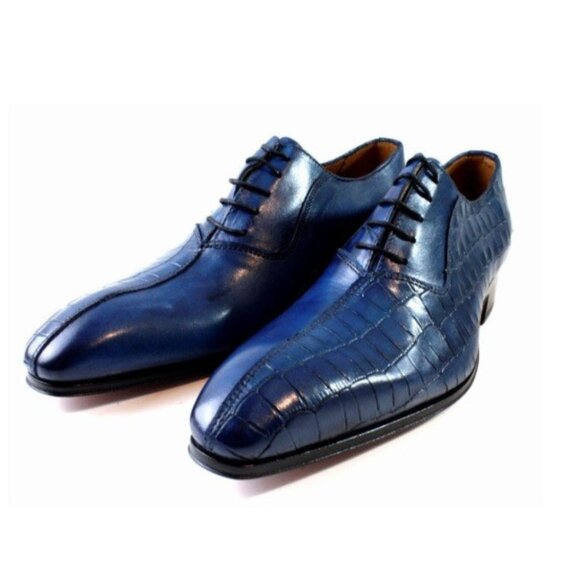 Kay Blue Half Crocodile Printed Calfskin Oxford main image 5